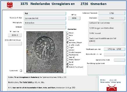 Digital database of Dutch pewterers